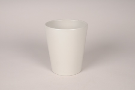 Cache-pot en céramique gris clair 13.5cm H15.5cm