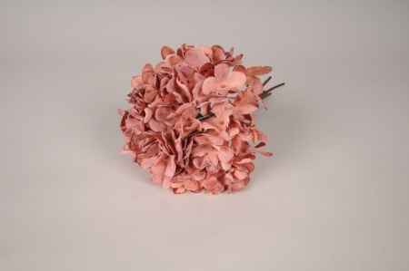 Bouquet d'hortensias artificiels vieux rose H28cm