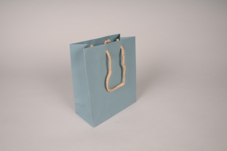 Paquet de 12 sacs kraft bleu 16x8cm H19cm