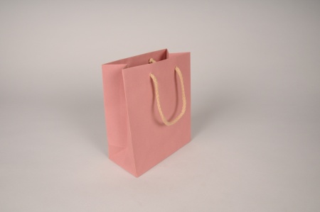 Paquet de 12 sacs kraft rose 16x8cm H19cm