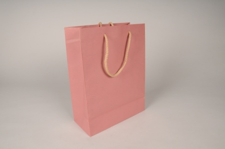 Paquet de 12 sacs kraft rose 22x10cm H29cm