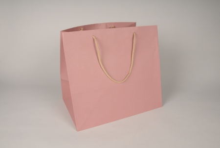 Paquet de 12 sacs kraft rose 35x25cm H32cm