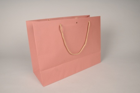 Paquet de 12 sacs kraft rose 39x15cm H29cm