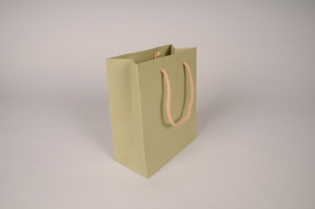 Paquet de 12 sacs kraft vert 16x8cm H19cm