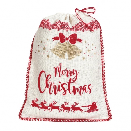 Sac Noël en jute L50cm H75cm