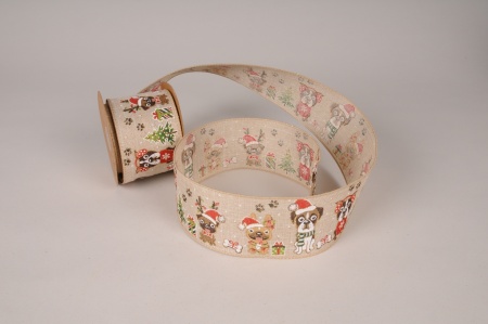 Ruban Noël déco chien 63mm x 10m