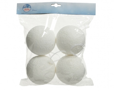 Set de 4 boules de neige en mousse à suspendre D10cm