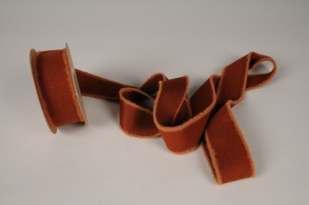 Ruban tissu chenille chocolat 40mm x 5m