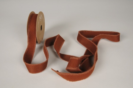 Ruban tissu chenille chocolat 25mm x 5m