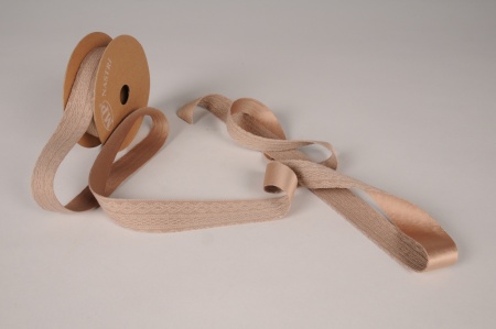 Ruban tissu dentelle gris taupe 25mm x 6m