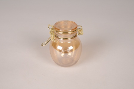 Bocal en verre fumé avec couvercle D6cm H8.5cm