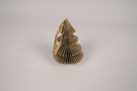 Boîte de 6 sapins de Noël en papier taupe H14cm
