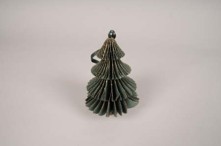 Boîte de 6 sapins de Noël en papier vert H14cm