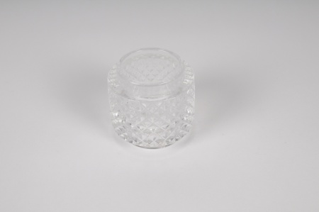 Photophore en verre transparent D7cm H7.5cm