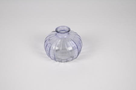Vase bouteille en verre lavande D10.5cm H8.5cm