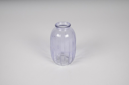 Vase bouteille en verre lavande D7cm H12cm