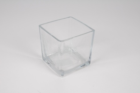 Vase carré en verre transparent 10x10cm H10cm