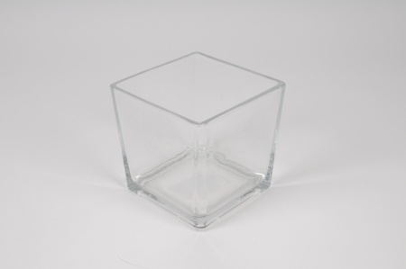 Vase carré en verre transparent 12x12cm H12cm