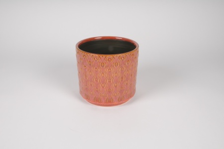 Cache-pot en céramique rose D17cm H15.5cm