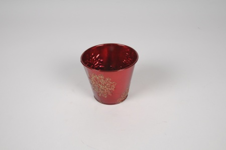 Cache-pot en zinc rouge et or D9.5cm H8cm