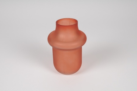 Vase en verre déco rose mat D10cm H15.5cm
