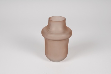 Vase en verre déco rose mat D10cm H15.5cm