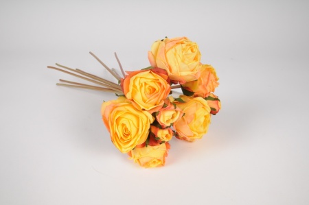 Bouquet de 10 roses artificielles jaunes H37cm