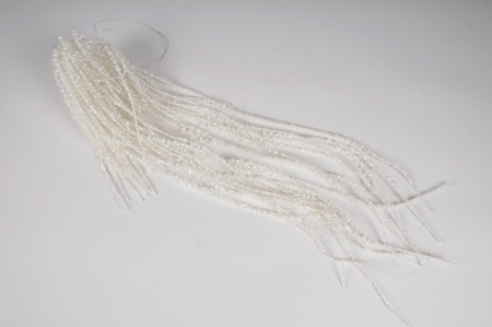 Chute de perles blanches scintillantes L69cm