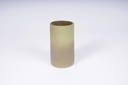 Vase en terre cuite vert D8.5cm H14cm