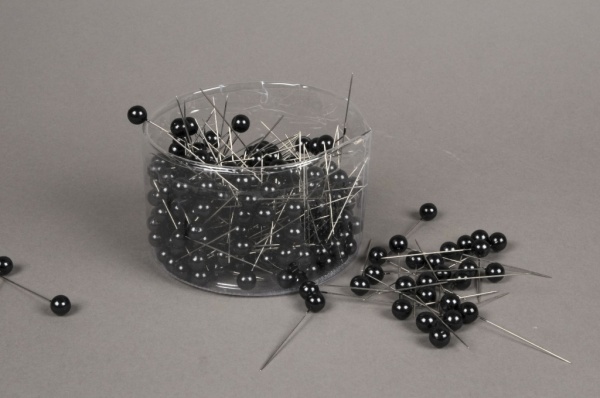 Bote de 250 perles sur pingle noir 10x60mm