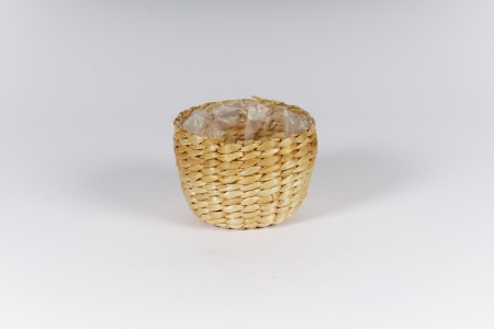 Cache-pot panier en jonc naturel D12cm H9cm