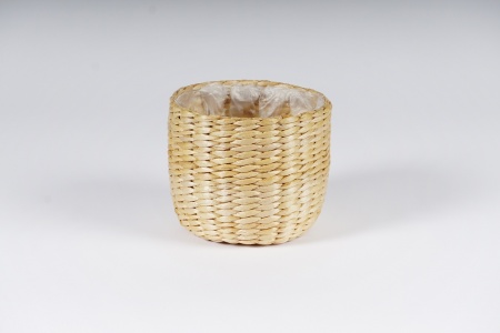 Cache-pot en jonc naturel D15cm H13cm