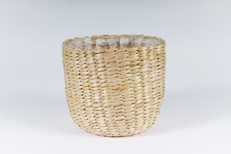 Cache-pot en jonc naturel D20cm H18cm