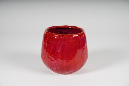 Cache-pot en céramique framboise D17cm H15cm