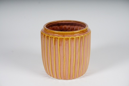 Cache-pot en céramique vieux rose D16.5cm H17.5cm