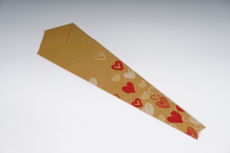 Paquet 50 étuis à rose kraf motif coeur 15x53cm