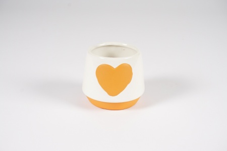Cache-pot en céramique coeur blanc D7.5cm H7.5cm