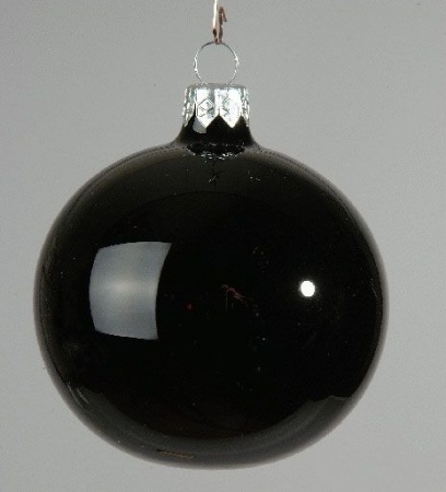 Boîte de 6 boules en verre noir brillant D8cm