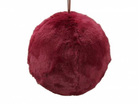 Boule en fourrure rouge D25cm