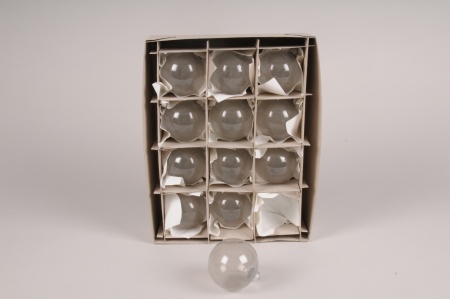 Boîte de 12 boules en verre gris D6cm
