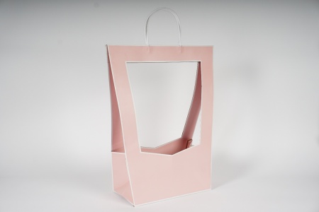 Paquet de 5 sacs porte-bouquet rose 30x16cm H50cm