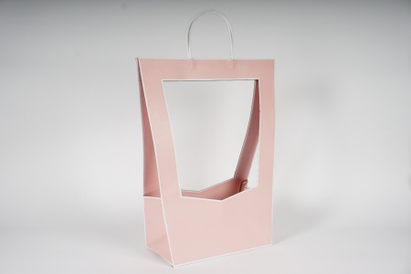 Paquet de 5 sacs porte-bouquet rose 30x16cm H50cm