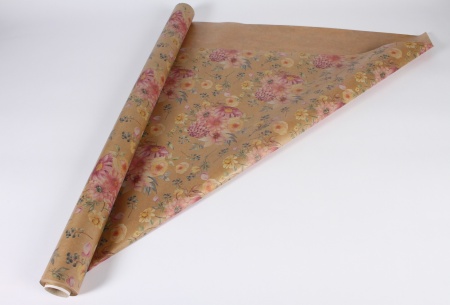 Rouleau de papier kraft motif fleur 80cmx20m