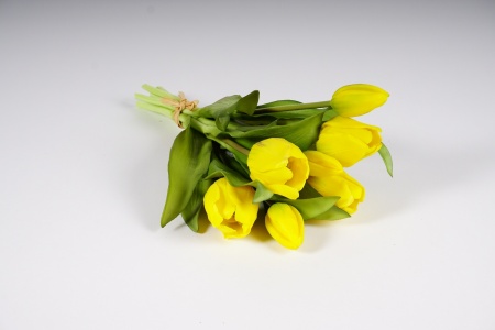 Botte de 7 tulipes artificielles jaune H32cm