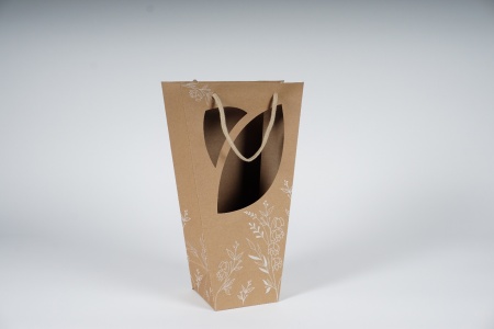 Paquet de 10 sacs porte-bouquet marron 11x11cm H35cm
