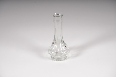 Vase soliflore en verre strié avec col D7cm H15cm