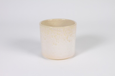 Cache-pot en céramique beige rosé D10.8cm H10cm