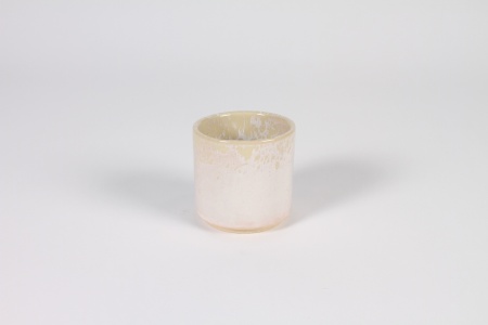 Cache-pot en céramique beige rosé D7cm H7cm