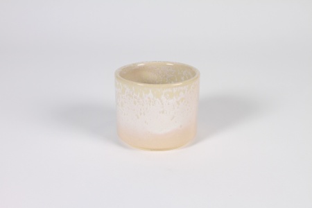 Cache-pot en céramique beige rosé D8.5cm H7.5cm