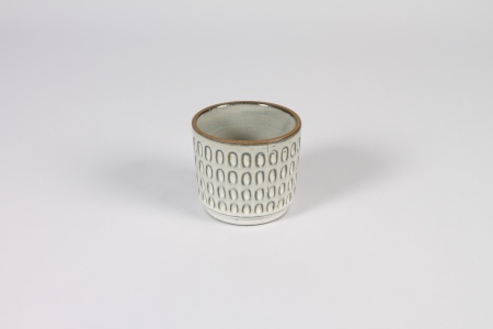 Cache-pot en céramique blanc gris D8cm H7cm